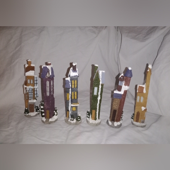 Christmas Village Pencil Townhouses Decor 6" Tall - Picture 5 of 8